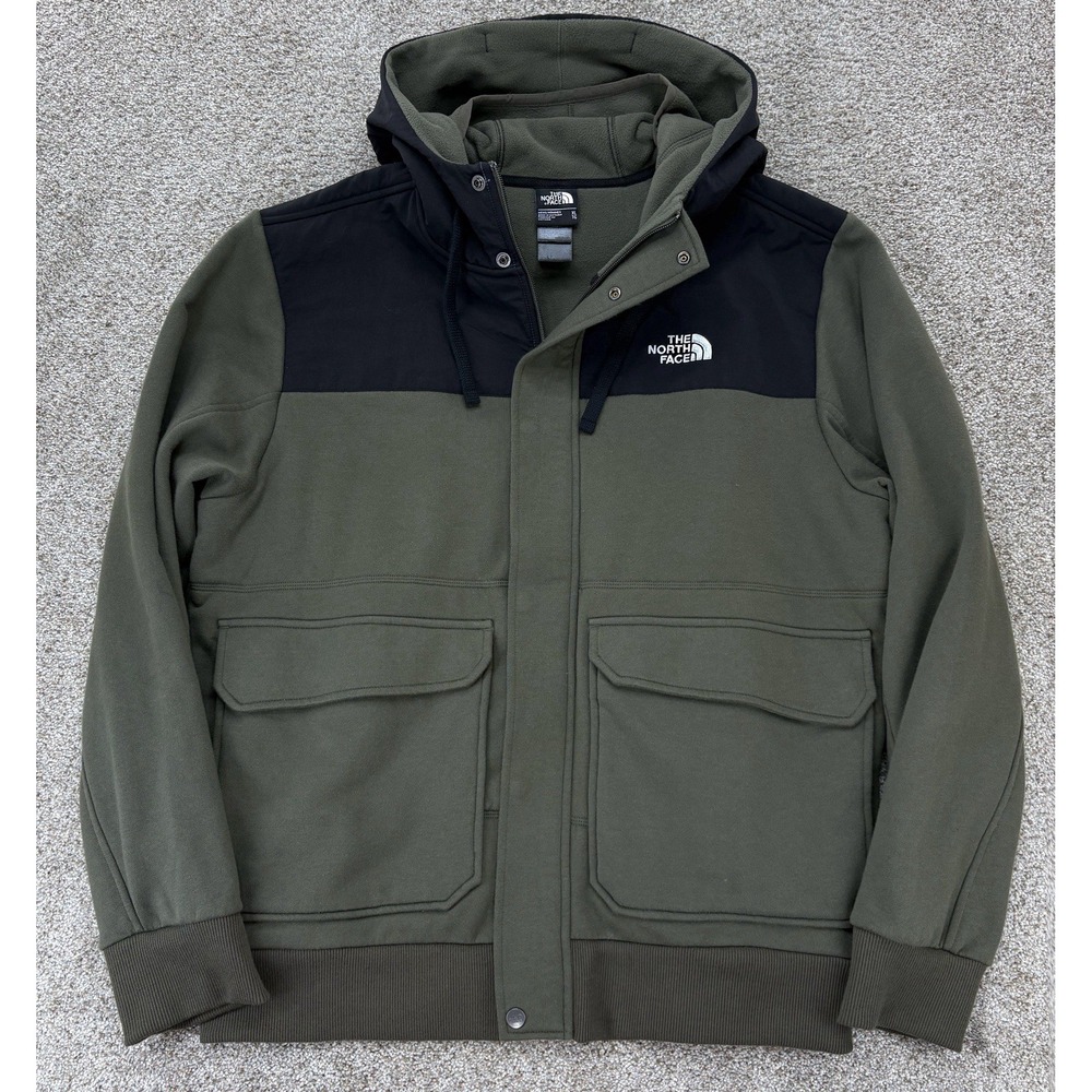 The North Face Rivington Full Zip Jacket Men's XL Olive Black Fleece w/Face Mask